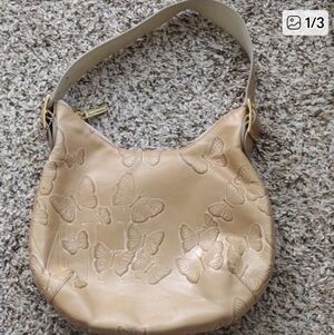 Elegant Tan Butterfly Leather Hobo Bag